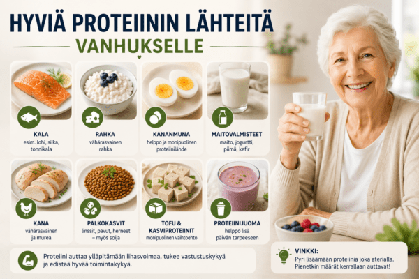 Hyviä proteiinin lähteitä vanhukselle